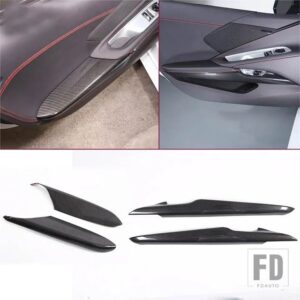 シボレー ABS 赤コルベット C8 スティングレイ Z51 Z06 2020-2023 ドア抗キックパネルカバートリムステッカーカーアクセサリー - 4pcs Carbon Fiber