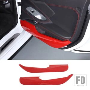 シボレー ABS 赤コルベット C8 スティングレイ Z51 Z06 2020-2023 ドア抗キックパネルカバートリムステッカーカーアクセサリー - 2pcs Red