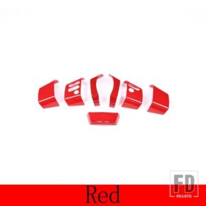 トヨタ FJ クルーザー 2007-2021 ABS マットブラック/カーボンステアリングホイールボタン装飾カバーステッカーカーアクセサリー - Red