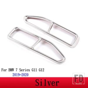 BMW 2個 光沢ステンレスマフラーカバートリム 7シリーズ G11 G12 730 740 750LI 2009-2020 カーアクセサリー - For 2019-2020