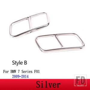 BMW 2個 光沢ステンレスマフラーカバートリム 7シリーズ G11 G12 730 740 750LI 2009-2020 カーアクセサリー - For 2009-2014