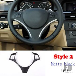 BMW 1シリーズ 3シリーズ E87 E90 E92 2004-2012 ステアリングホイールの装飾カバートリムフレームステッカーカーアクセサリー - Style2 Matte black