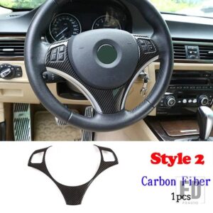 BMW 1シリーズ 3シリーズ E87 E90 E92 2004-2012 ステアリングホイールの装飾カバートリムフレームステッカーカーアクセサリー - Style2 Carbon Fiber