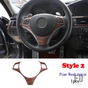 BMW 1シリーズ 3シリーズ E87 E90 E92 2004-2012 ステアリングホイールの装飾カバートリムフレームステッカーカーアクセサリー - Style2 PineWoodGrain
