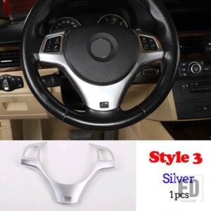 BMW 1シリーズ 3シリーズ E87 E90 E92 2004-2012 ステアリングホイールの装飾カバートリムフレームステッカーカーアクセサリー - Style3 Silver