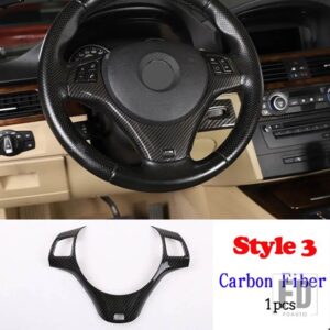 BMW 1シリーズ 3シリーズ E87 E90 E92 2004-2012 ステアリングホイールの装飾カバートリムフレームステッカーカーアクセサリー - Style3 Carbon Fiber