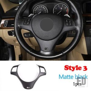 BMW 1シリーズ 3シリーズ E87 E90 E92 2004-2012 ステアリングホイールの装飾カバートリムフレームステッカーカーアクセサリー - Style3 Matte black