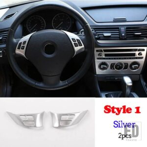 BMW 1シリーズ 3シリーズ E87 E90 E92 2004-2012 ステアリングホイールの装飾カバートリムフレームステッカーカーアクセサリー - Style1 Silver