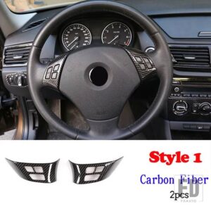 BMW 1シリーズ 3シリーズ E87 E90 E92 2004-2012 ステアリングホイールの装飾カバートリムフレームステッカーカーアクセサリー - Style1 Carbon Fiber