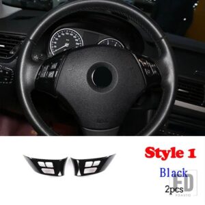 BMW 1シリーズ 3シリーズ E87 E90 E92 2004-2012 ステアリングホイールの装飾カバートリムフレームステッカーカーアクセサリー - Style1 Black