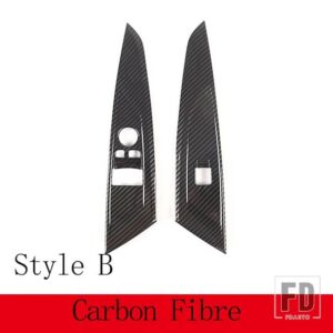 BMW 4シリーズ G22 G23 G26 2020-2023 ABS カーボン/黒窓リフトボタン装飾ステッカーインテリアアクセサリー - Style B-Carbon Fiber