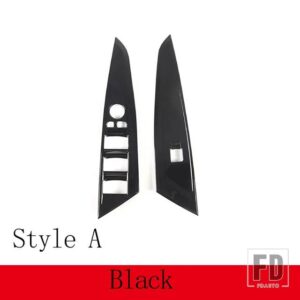 BMW 4シリーズ G22 G23 G26 2020-2023 ABS カーボン/黒窓リフトボタン装飾ステッカーインテリアアクセサリー - Style A Black