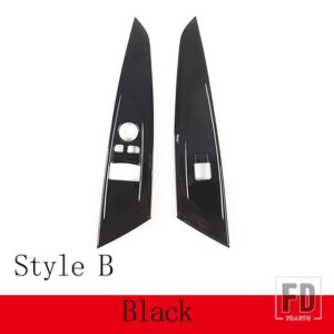 BMW 4シリーズ G22 G23 G26 2020-2023 ABS カーボン/黒窓リフトボタン装飾ステッカーインテリアアクセサリー - Style B Black