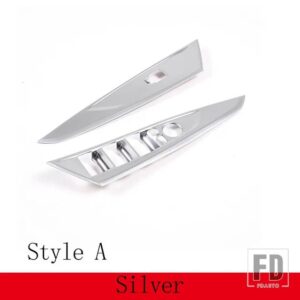 BMW 4シリーズ G22 G23 G26 2020-2023 ABS カーボン/黒窓リフトボタン装飾ステッカーインテリアアクセサリー - Style A Silver