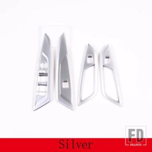 BMW 4シリーズ G22 G23 G26 2020-2023 ABS カーボン/黒窓リフトボタン装飾ステッカーインテリアアクセサリー - 4 door Silver