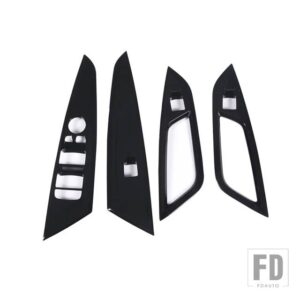 BMW 4シリーズ G22 G23 G26 2020-2023 ABS カーボン/黒窓リフトボタン装飾ステッカーインテリアアクセサリー - 4 door Black