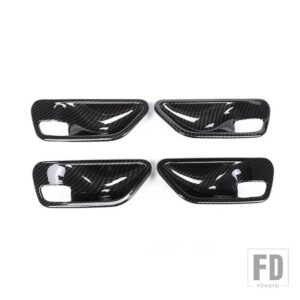 BMW カーボン ABS PLASTI インテリアドアハンドルボウルカバートリム 3/4シリーズ F30 F32 F35 2013-2018 カーアクセサリー - 4pcs Carbon Fiber