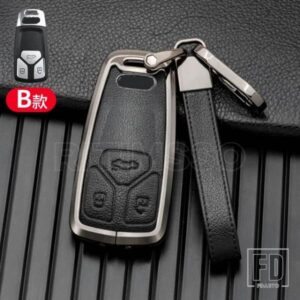 アウディ 合金 + レザーキーカバーケースシェル A6 A5 Q7 S4 S5 A4 B9 Q7 A4L 4 メートル TT TTS RS 8S 2016 2017 2018 アクセサリー