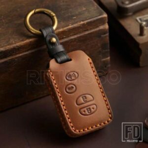 トヨタ 革キーケース アクア RAV4 ランドクルーザーカムリプラドカローラプリウスカバーキーレスリモート FOB 3 4ボタン 2013 2014