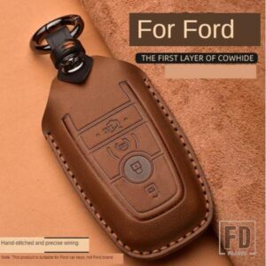 フォード クレイジーホース革キーケースマスタング 2018 ECOSPORT リモート FOB シェルカバーキーバッグキーホルダーオートアクセサリー