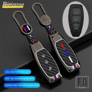 フォード 合金 + シリカゲルフルカバーキーケースフォーカス 3 4 ST モンデオ MK3 MK4 フィエスタフュージョンクーガ 2013 2014 2015 2017