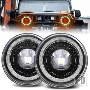 ランドローバー マツダ 日産 LED 7インチ LED ヘッドライトアングルアイ DRL LED ドライビングライト LADA NIVA ディフェンダー パトロール Y6