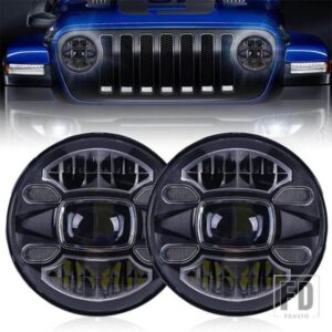 ジープ スズキ 7インチLED ヘッドライト LED ドライビングライト HI/LO ビーム DRL 12V LED ラングラーハマー LADA NIVA サムライ SJ410