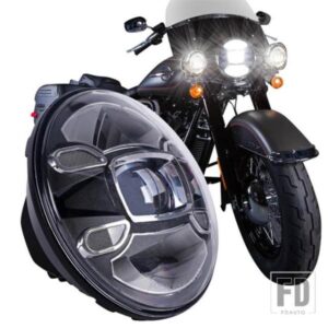 ジープ 7インチ LED ヘッドライトハーレーオートバイ ツアー FLD ソフテイルヘリテージストリートグライドロードキングエレクトラグライドラン