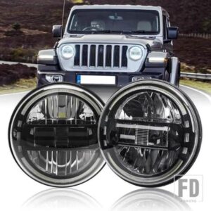 ジープ スズキ 7インチ LED ヘッドライト 7 ''DRL ラウンドラングラー JK TJ ハマー H1 H2 12V 24V サムライラーダ 4X4 アーバン NIVA