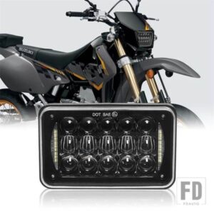 ホンダ スズキ 1個 ドットブラックオートバイ DRL ランプ 4X6 LED ヘッドライト XR250 XR400 XR650 DRZ アクセサリー長方形ライト