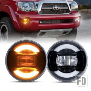 2X フロント LED DRL フォグランプ ドライビングランプ ホワイトアンバー タコマ 2005-2011/ソララ 2004-2006/セコイア 2008-2015/タンドラ 20