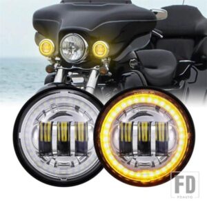 4.5インチオートバイ LED フォグパッシング補助ライト 黄色ウィンカーランプ付き ハーレークラシック FLHR ロードキング 4.5インチフォグライト