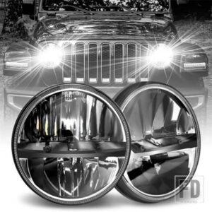 ジープ BITCUKLED H4 7インチカーアクセサリー HI/LO ビームハロードット E9 4X4 7インチLED ヘッドライトラングラー TJ JK LJ CJ LADA NIVA