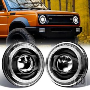 ジープ ランドローバー 汎用 7インチ LED 車オートバイ ヘッドライトハイローハローエンジェルアイズ LADA 4 4 シティ NIVA JK ディフェンダー