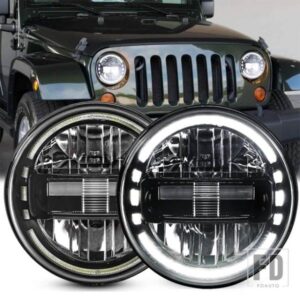 ジープ ランドローバー 12V LED 7インチヘッドライト LADA NIVA アーバン JK ディフェンダーハマーアングルアイズラウンド 7インチヘッドランプ