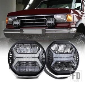 E-MARK 5.7インチ LED ワークライト スポットライト 24V 12V ヘッドライト ホワイト ランプアンバー DRL オートバイ 車トラック 4X4 オフロード