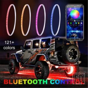 4個 ハブライトホイール LED 車アクセサリー RGB ソーラータイヤカラフルなアンビエントランプブレーキランプ APP/リモコン付き