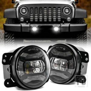 ジープ マツダ 4インチラウンド LED フォグランプドライビングライト DRL エンジェルアイラングラー JK JKU LJ TJ ダッジクライスラージャーニ