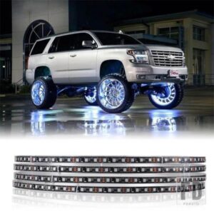 4個 車ハブランプ RGB キット 14/15.5/17インチホイール装飾ライト防水 12V アプリ/リモコンホイールリングネオンライト