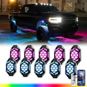 ジープ RGB LED ロックライトトレイルリグライトアプリ制御音楽ネオン車アンダーグローシャーシランプオフロードトラックボート SUV 4X4 ATV