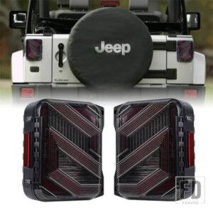 ジープ DOT 承認 LED テールライトリアバックバンパーライトパーキングバックアップリバースブレーキステアリングテールライトラングラー JK 0