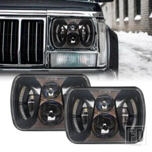 フォード ジープ DRL 7X6 5X7 LED ヘッドライトラングラー YJ チェロキー XJ 1984 - 2001 GMC IP67 防水高低ビーム
