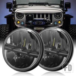 ジープ スズキ 2X 7インチ LED 自動ヘッドライトハイ/ロー H4 カーライト JK TJ オフロードディフェンダーハマー 4 4 サムライヘッドランプ