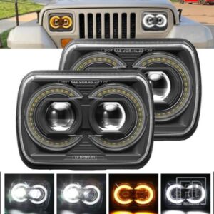 ジープ トヨタ 1ペア 5 7 7 6インチ防水 LED ヘッドライトハイ/ローウィンカードット E9 DRL ヘッドランプ のピックアップトラックラングラー