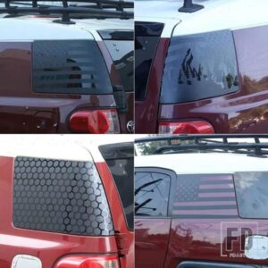 トヨタ FJ クルーザー 2007-2021 裏側窓ガラスリアサイドウィンドウプルフラワーフィルムステッカーカーアクセサリー