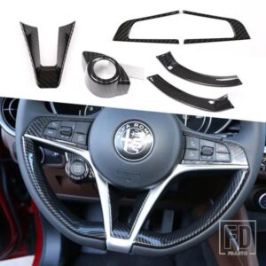 ABS カーボンアルファロメオジュリア STELVIO 2017 2018 2019 ステアリングホイールカバートリムインテリアアクセサリー