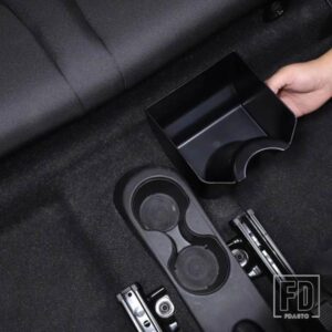 フィアット 500 2016-2024 ABS 黒センターコンソールサイド収納ボックス多機能携帯電話トレイインテリアアクセサリー