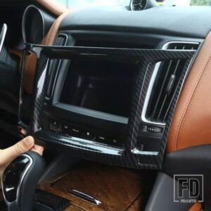 プラスチックカーボンスタイルインテリアナビゲーションボックスフレームカバートリムアクセサリーマセラティレバンテ 2016 スタイリング