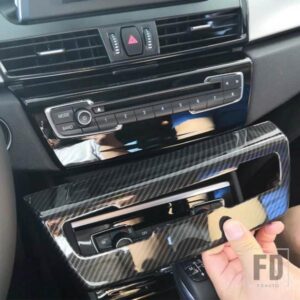 BMW ABS カーボン 2シリーズ F45 F46 218I 2015-2018 センターコンソールボリュームコントロールパネルカバートリムカーアクセサリー