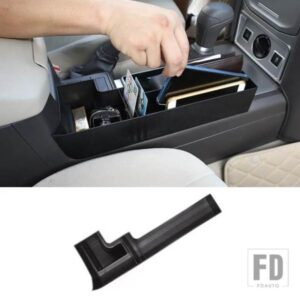 トヨタ ランドクルーザープラド FJ150 150 2010-2019 ABS 黒センターコンソールサイド収納ボックス多機能携帯電話トレイ